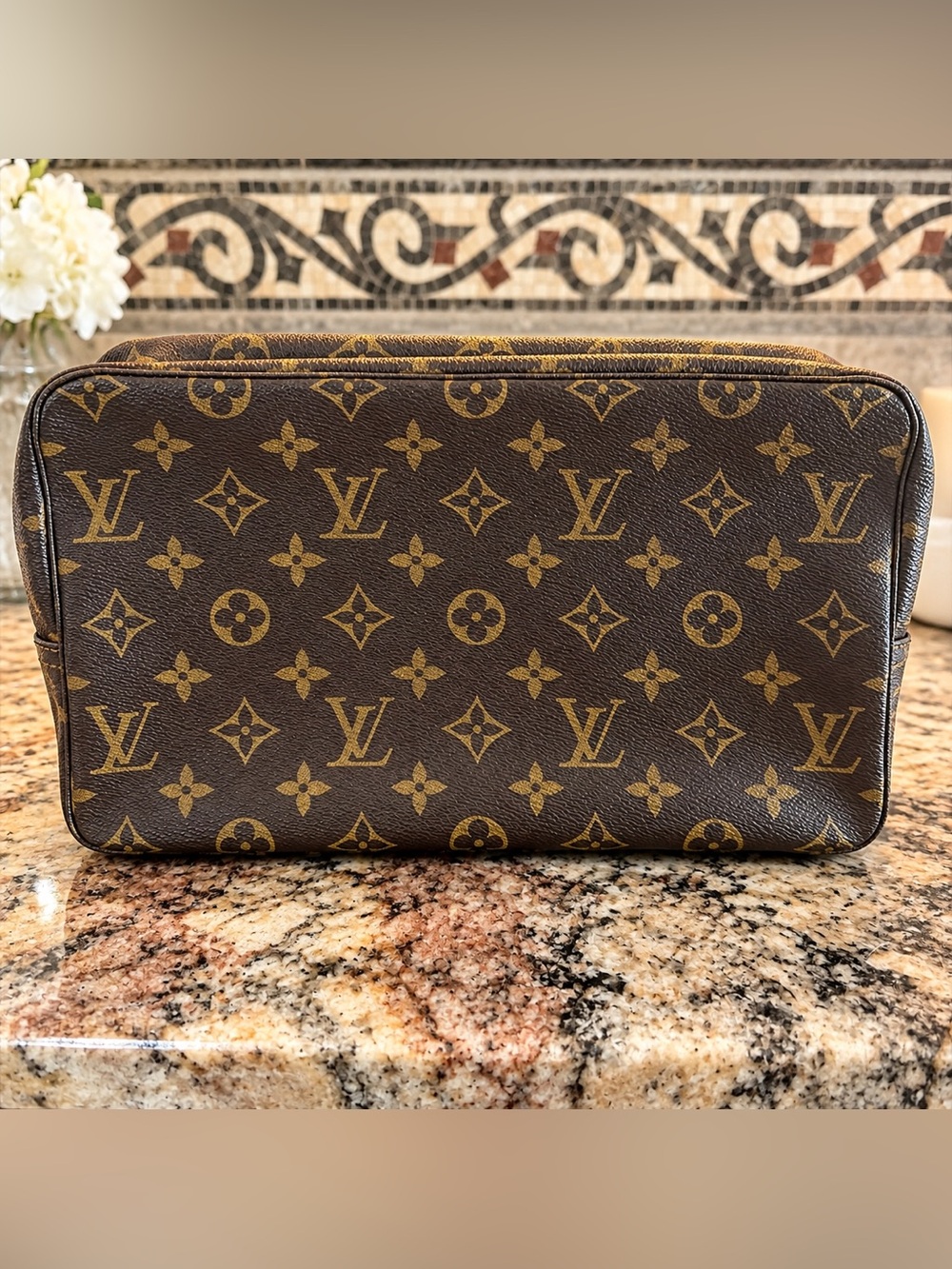 Louis Vuitton Brown Monogram Canvas Toiletry Pouch Vintage
